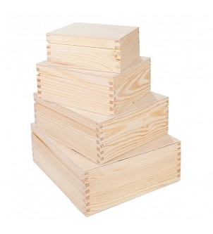 Zestaw 4 pudełek z drewna